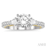 1/2 Ctw Diamond Semi-Mount Engagement Ring in 14K White and Yellow Gold