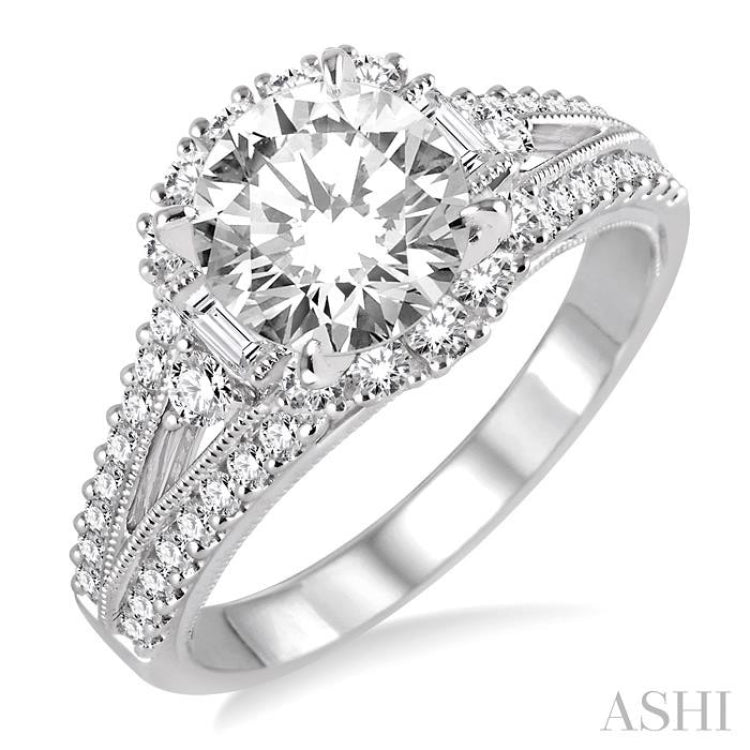 3/4 Ctw Diamond Semi-mount Engagement Ring in 14K White Gold