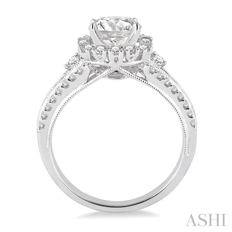 3/4 Ctw Diamond Semi-mount Engagement Ring in 14K White Gold