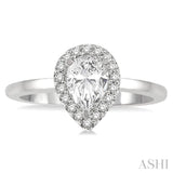 1/10 Ctw Round Cut Diamond Halo Semi-Mount Engagement Ring in 14K White Gold