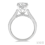 1 5/8 Ctw Wide Shank Baguette and Round Cut Diamond Semi-Mount Engagement Ring in 14K White Gold