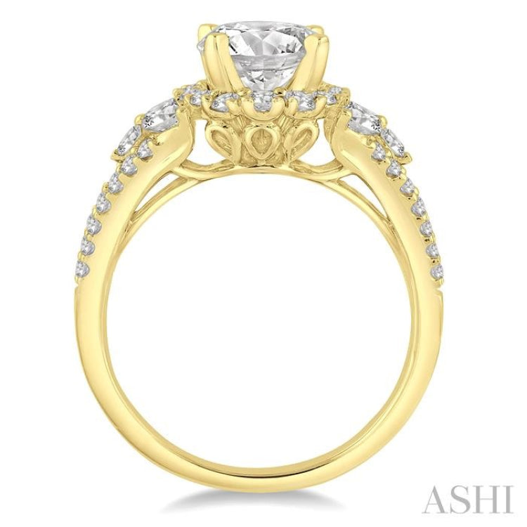 1 Ctw Diamond Semi-mount Engagement Ring in 14K Yellow Gold