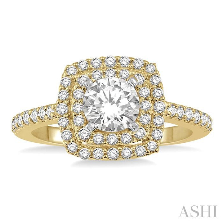 1/4 Ctw Round Cut Semi-Mount Diamond Engagement Ring in 14K Yellow and White Gold