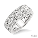 1 1/10 Ctw Channel Round Cut Diamond Wedding Band in 14K White Gold