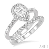 3/4 Ctw Diamond Bridal Set with 5/8 Ctw Pear Cut Engagement Ring and 1/6 Ctw Wedding Band in 14K White Gold