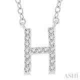 1/20 Ctw Initial 'H' Round Cut Diamond Pendant With Chain in 10K White Gold
