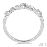 1/10 Ctw Leaf Motif Round Cut Diamond Wedding Band in 14K White Gold
