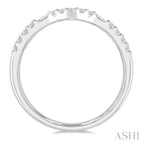 1/4 Ctw Curved Center Baguette and Round Cut Diamond Wedding Band in 14K White Gold