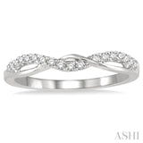 1/5 Ctw Twisted Top Round Cut Diamond Wedding Band in 14K White Gold