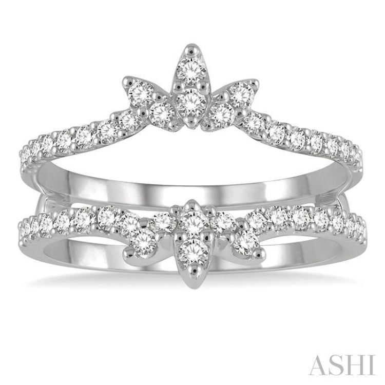 1/2 Ctw Lotus Center Round Cut Diamond Insert Ring in 14K White Gold