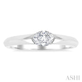 1/3 Ctw East-West Set Oval Cut Diamond Solitaire Fashion Ring in 14K White Gold