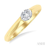 1/3 Ctw East-West Set Oval Cut Diamond Solitaire Fashion Ring in 14K Yellow Gold