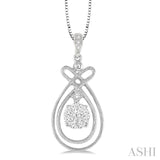 1/4 Ctw Lovebright Round Cut Diamond Pendant in 14K White Gold with Chain