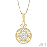1/2 Ctw Round Cut Diamond Lovebright Pendant in 14K Yellow and White Gold with Chain