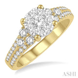 7/8 Ctw Lovebright Diamond Cluster Ring in 14K Yellow and White Gold