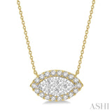 1 ctw Marquise Shape Round Cut Diamond Lovebright Necklace in 14K Yellow & White Gold