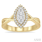 1/3 Ctw Marquise Shape Round Cut Diamond Lovebright Ring in 14K Yellow and White Gold