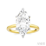 1/10 Ctw Marquise Shape Round Cut Diamond Semi-Mount Engagement Ring in 14K Yellow and White Gold