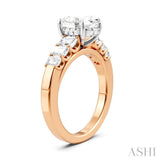 1 Ctw Oval Shape Emerald and Round Cut Diamond Semi-Mount Engagement Ring in 14K Rose and White Gold