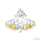 1 1/5 Ctw Marquise Shape Emerald and Round Cut Diamond Semi-Mount Engagement Ring in 14K Yellow and White Gold