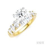 1 1/4 Ctw Round Shape Oval and Round Cut Diamond Semi-Mount Engagement Ring in 14K Yellow and White Gold