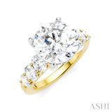 1 1/4 Ctw Round Shape Oval and Round Cut Diamond Semi-Mount Engagement Ring in 14K Yellow and White Gold
