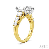 1 1/5 Ctw Marquise Shape Round Cut Diamond Semi-Mount Engagement Ring in 14K Yellow and White Gold