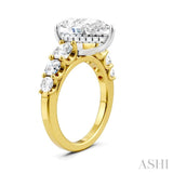 1 1/5 Ctw Pear Shape Round Cut Diamond Semi-Mount Engagement Ring in 14K Yellow and White Gold