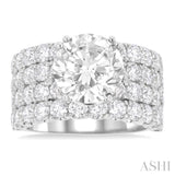 2 1/6 Ctw Wide Four Row Round Cut Diamond Semi-Mount Engagement Ring in 14K White Gold