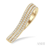 1/3 ctw Curvy Triple Row Round Cut Diamond Fashion Band in 10K Yellow Gold
