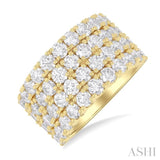 4 ctw Four-Row Round Cut Diamond Wide Fashion Band in 14K Yellow Gold