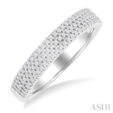 1/4 ctw Triple Row Pave Set Round Cut Diamond Fashion Band in 10K White Gold