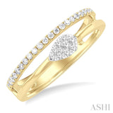 1/4 ctw Double Row Pear Shape Lovebright Round Cut Diamond Ladies Ring in 10K Yellow and White Gold