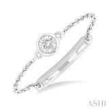 1/20 ctw Petite Bezel Set Diamond Fashion Chain Ring in 10K White Gold