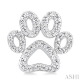 1/20 Ctw Dog Paw Round Cut Diamond Fashion Stud Earrings in Sterling Silver