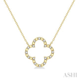 1/10 Ctw Clover Frame Bead & Round Cut Diamond Fashion Pendant With Chain in Yellow Gold Vermeil