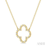 1/10 Ctw Clover Frame Bead & Round Cut Diamond Fashion Pendant With Chain in Yellow Gold Vermeil