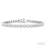 4 1/5 Ctw East-West Bezel Set Round Cut Diamond Tennis Bracelet in 14K White Gold