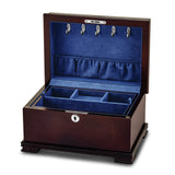 Luxury Giftware by Jere Matte Cherry Finish Bubinga Veneer w/Tray Locking Wooden Jewelry Chest