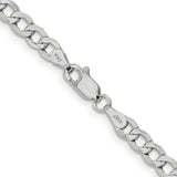 14K White Gold 24 inch 4.3mm Semi-Solid Curb with Lobster Clasp Chain