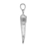 14K White Brushed 3-D Italian Horn Pendant