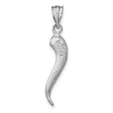 14K White Brushed 3-D Italian Horn Pendant