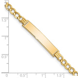14k Polished Semi-Solid Chain/Solid Plate Curb Link 33x6.75mm Plate 8 inch ID Bracelet