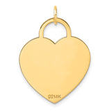14K Polished Engravable 23mm Heart Disc Pendant