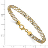 14K with White Rhodium 5mm Woven Mesh 7.5 inch Bracelet