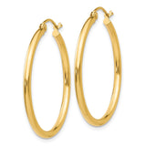 14k 2x30mm Polished Tube Hoop Earrings