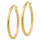14k 2.5x35mm Lightweight Diamond-cut Oval Tube Hoop Earrings