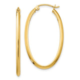 14k 2x35mm Oval Tube Hoop Earrings