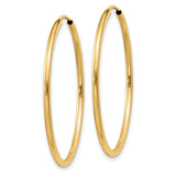 14k 1.5x30mm Polished Round Endless Tube Hoop Earrings