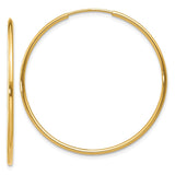 14k 1.2x34mm Polished Endless Tube Hoop Earrings
